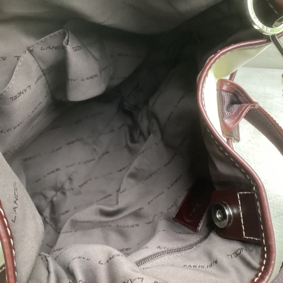 Lancel Paris (MISS LANCEL) Leather Trim Canvas Handbag Large Size - Picture 7 of 13